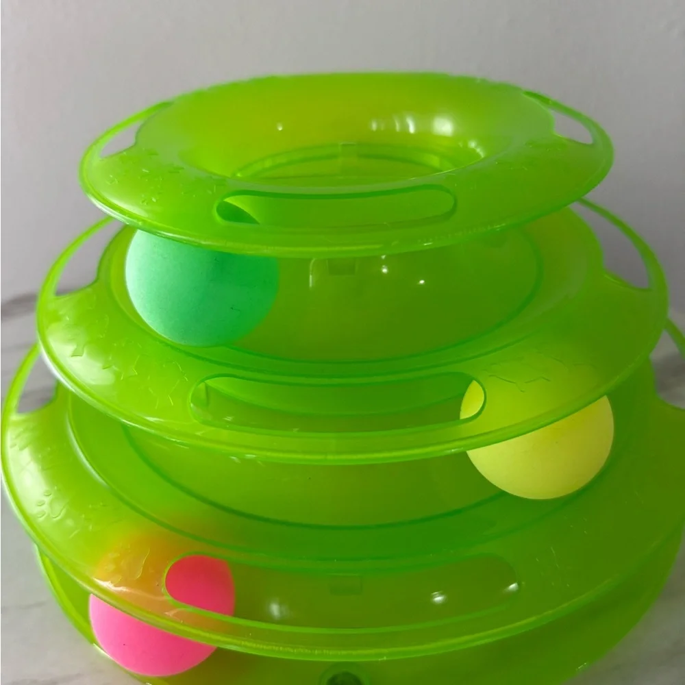 NEW Cat 3-Tier Rolling Ball Track Interactive Toy